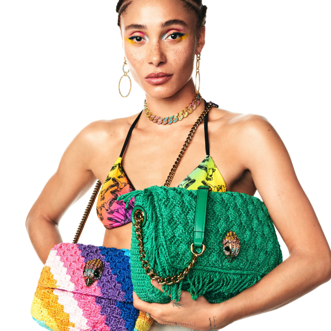 Kurt Geiger mujer flecos de crochet londres kensington 2LPR45 | bolsas verde